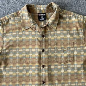 Sherpa Adventure Gear Shirt Mens Large Brown Wool Blend Short Sleeve Button Up